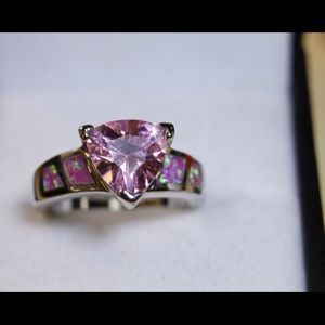 Gorgeous 925 Sterling Silver Pink Opal Ring!